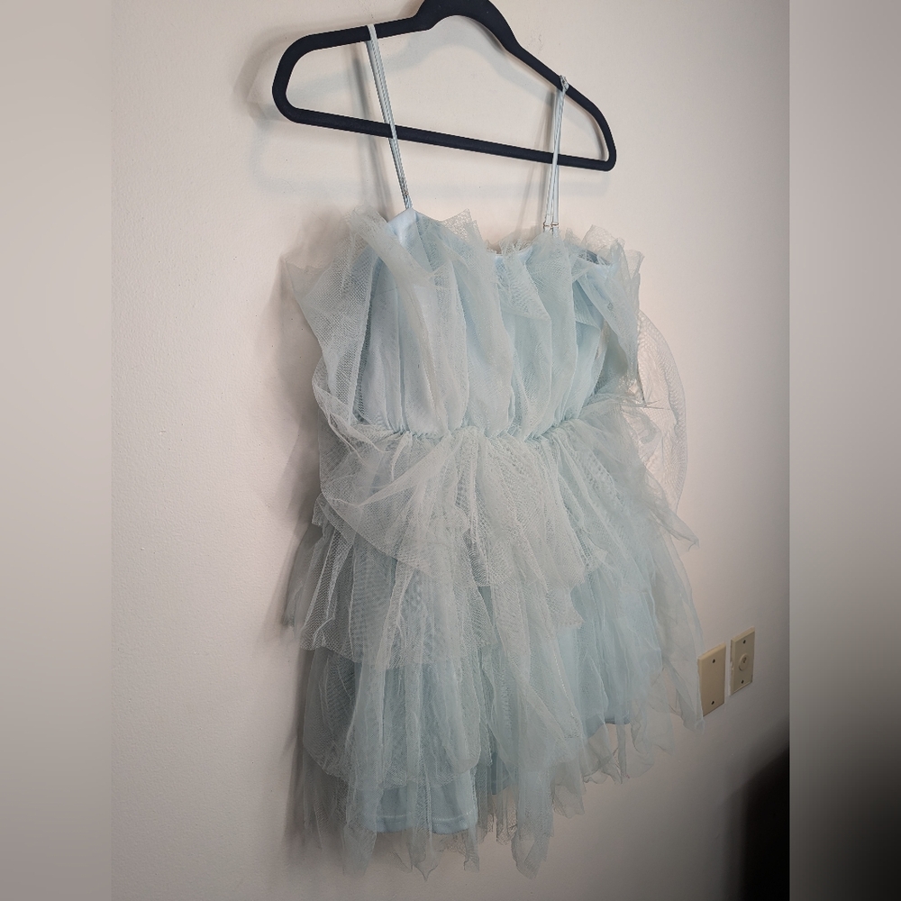 NWT Altar'd State Light Blue Tulle Mini Dress Medium Fairycore Romantic Spring